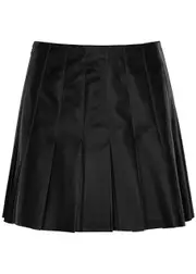 Alice + Olivia Carter Pleated Vegan Leather Mini Skirt - Black - 6 (UK10 / S) 6 (UK10 / S)