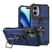 For iPhone 16 Plus Case, Camera Protection with Card Slot Cover, Blue
