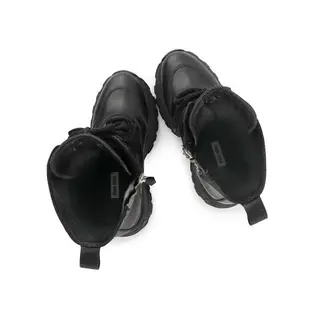 MIU MIU 厚底高筒側拉鍊綁帶靴子_展示品 (黑色)