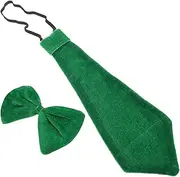 [ANDRESLAD] St. Patrick's Day Men's Tie Set Green Bow Tie and Necktie Decorative Party Accessory