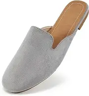 [Ecetana] Mules for Women Flats Shoes: Comfortable Slip On Casual Work Shoes Backless Slides Loafers Round Toe Womens Mules