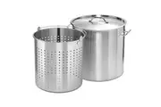 SOGA 50L 18/10 Stainless Steel Stockpot with Perforated Stock pot Basket Pasta Strainer