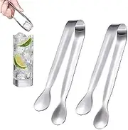 RODISHOMM 2 Pieces Stainless Steel Sugar Tongs for Candy Bar, Ice Tongs, Sugar Cubes and Ice Cubes, Dessert Tongs, Buffet and Picnic, Silver