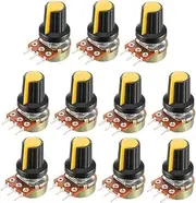 uxcell 11Pcs 50K Ohm Variable Resistors Single Turn Rotary Carbon Film Taper Potentiometer with Knobs