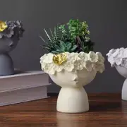 1x Resin girl art flower pot garden supplies room table decor cream