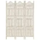 3-Panel Room Divider Solid Mango Wood Freestanding Privacy Screen Partition 1.2m