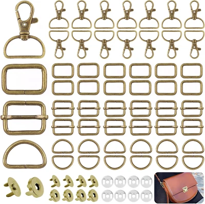 100Pcs Purse Hardware Buckles Bag Making Assortment Kit Includes Swivel D Ring H