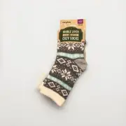 Airplus Womens Double Layer Infued w/Aloe Infused Cozy Socks Gray/Blue Snowflak