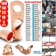 Bare Copper Cable Wire Lugs Ring Terminals 8-4/0 AWG Battery Wire Welding Cable