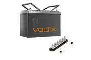 VoltX 12V 100Ah Lithium Battery + Bus Bar M8 Power Distribution Terminal Block (6 GANG 300A Black)