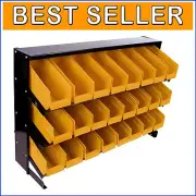 Powder-Coated 24 Bin Organizer Rack - Stackable Tool Storage in Modern Design