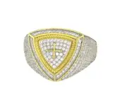 Men Cross 925 Sterling Silver Yellow-Tone Ring
