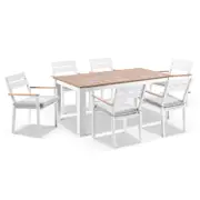 Outdoor Balmoral 1.8M Teak Top Aluminium Table & 6 Capri Dining Chairs