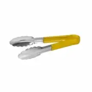 6x Tong 230mm Yellow Colour Coded Stainless Steel w PVC Coated Handle Tongs