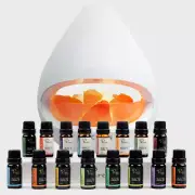 Alcyon Kiyoshi Himalayan Salt Lamp Diffuser White + 16 Pure Essential Oil Set