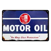 Neptune Motor Oil King-size Protection Tin Metal Sign Rustic Look Vintage Man Ca
