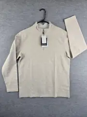 Mizzen+Main Sweater ProFlex Quarter Zip Pullover Khaki/Beige Size Medium $138