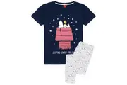 Peanuts Womens/Ladies Snoopy Long Pyjama Set (Navy/Grey) - UTNS6532