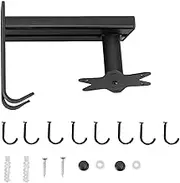 Rotatable Hooks Strong Load Bearing Aluminum Kitchen Utensil Hanger Wall Mounted Swivel Hooks for Pots Pans Spoons Spatulas Organizer Durable Modern Design Cookware Storage (Black)