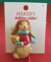 2017 New On Card! Maker's Holiday Littles "Rabbit Dressed For Winter" 2-1/" Tall
