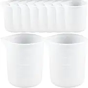 Operitacx 10pcs Silicone Measuring Cups with Scale for Epoxy Resin Non-Stick Graduated Mixing Cups for Paints and Liquids Reusable and Easy to Clean