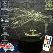 X WING STAR FIGHTER 3D LED Night Light 7 Colour Change Room Lamp Battery USB
