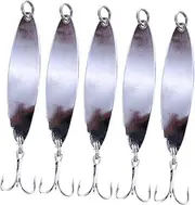 Milisten 5 Pcs Silver Reflective Metal Fishing Lure Kit Long Distance Bait for Lake Sea Fishing Strong Hooks for Enhanced Catching