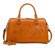 Patricia Nash Skye Rose Tooled Leather Satchel-Sun Yellow-NWT-Orig. $269.98