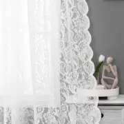 White Sheer Lace Curtains 54 inch Vintage Floral Short Curtain Panels for Kit...