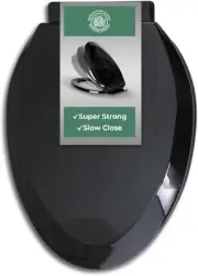 Elegant Soft Close Elongated Toilet Seat - Easy Install & Clean, Black Finish