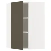 METOD corner wall cabinet with shelves, white/Havstorp brown-beige, 68x37x100 cm