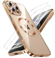 for Case with 2X Screen Protector [Built-in Lens iPhone 16 Pro Max Gold