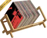 Bamboo Vinyl Record Storage Holder Organizer Stand Desktop Rack for LPs Books Fi