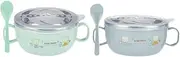 OFFSCH 2 Pcs Cartoon Stainless Steel Bowl with Handle Double Insulated Warm Bowl for Safe Feeding Lightweight Lunch Container for Rice Desserts