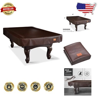 Heavy-Duty Waterproof Leatherette Pool Table Cover for 7/8/9FT Tables - Chestnut