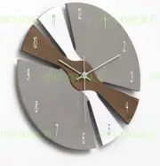 Wall clock wood three-color decor laser numerals metallic white second hands #8