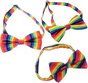 [TINEASUR] 3pcs Poker Bow Ties for Men Rainbow Decorations Party Event Accessories