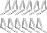 12 Pack- Stainless Steel Tablecloth Clips PICNIC TABLE Cover Holder Spring Clips