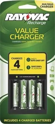 Rayovac Rechargeable Battery Value Charger for 4AA / 4AAA Batteries