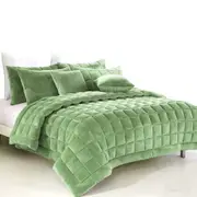Alastairs Augusta Sage Faux Mink Quilt / Comforter Set (Single, Double, Queen, King, Super King)