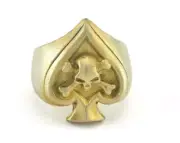 Skull Spades Ring Adjustable Ring Raw Brass (20mm 10.5US inner size) 2875