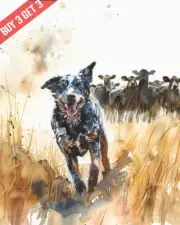 Australian Cattle Dog Watercolor Painting Print 8x10
