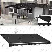 Replacement Retractable Awning Fabric, Solid Color Exterior Sunshade Canopy Cloth, Reinforced Waterproof Protective Awning Cover, Patio Awning Replacement Fabric For Deck Backyard Balcony(Black,4x3.5m