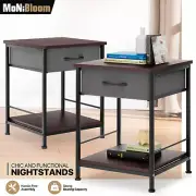 2 Pack[MDF TABLETOP+CLOTH DRAWER]Nightstand Open Storage Shelf Bedside End Table