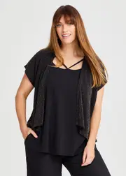 [TS] Taking Shape Glitter Everyday Cardigan Size 12 in Black / Gold - Plus Size Women's Clothing Black / Gold