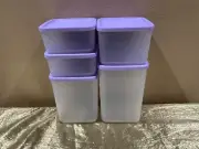 New Beautiful Lilac Tupperware Set of 5 Cubix Square Round Containers S-S-M-L-XL