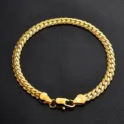 Hot Sale Summer Thick 5mm Cuban Chain Simple 925 Silver Gold Plated Bracelets