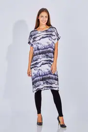 Printed Shift Dress--HAMM-91596J1