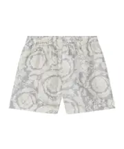 Versace Kids Barocco Printed Elastic Waist Shorts 18M White
