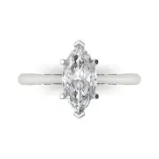 14K White Gold Solitaire Promise Ring, 1.5 ct Marquise Simulated Diamond